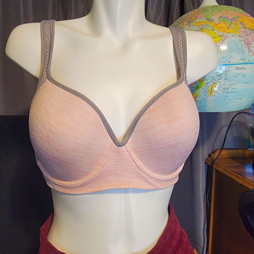 Maidenform 38D Pink Gray Underwired T-Shirt Bra Adjustable Straps DM7990